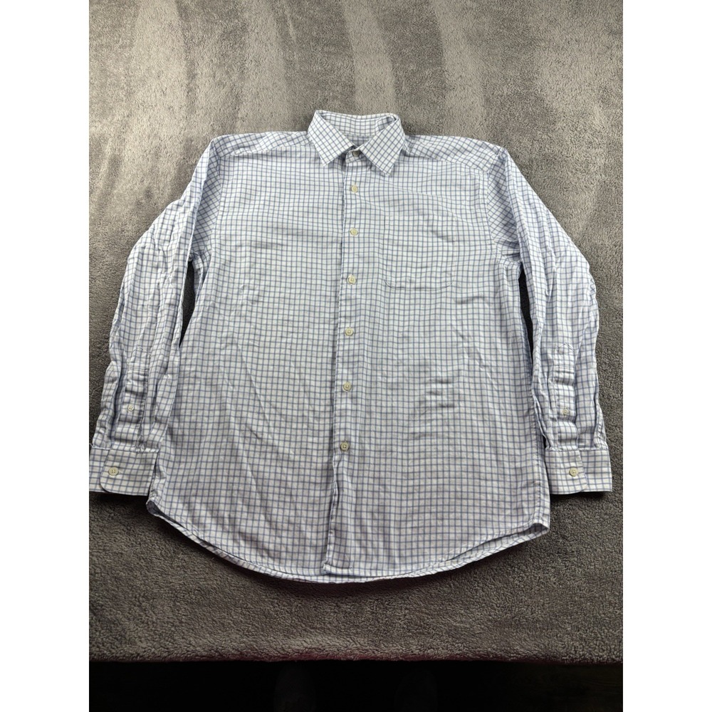 Fairway Greene Button Up Shirt Mens Medium Blue White Check Long Sleeve Golf